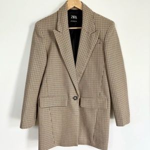 Zara Houndstooth Blazer Button